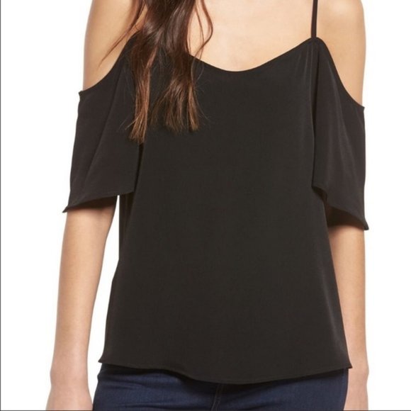 B.P. Cold Shoulder Top with Criss Cross Back - XS, Black - Picture 1 of 12